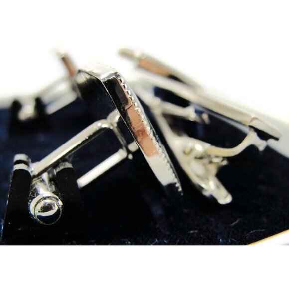 Gold Tone Ships Cufflinks & Neck Tie Clip Set Silver Tone Formal IOB Vintage - Picture 5 of 9